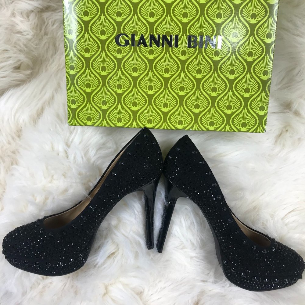 Gianni Bini "Naomi", Black Crystal Heels, Size 9